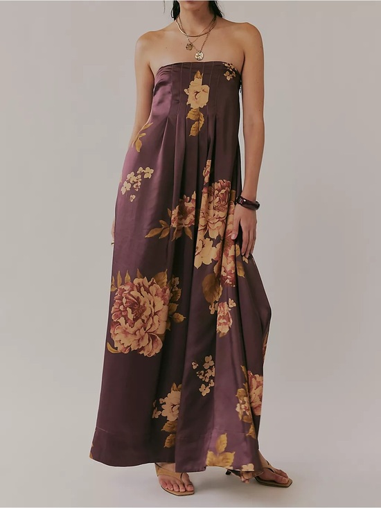 Free People Dresses & Skirts - Free People Botanical Maxi Dress Navy Size medium formal floral weddings maroon